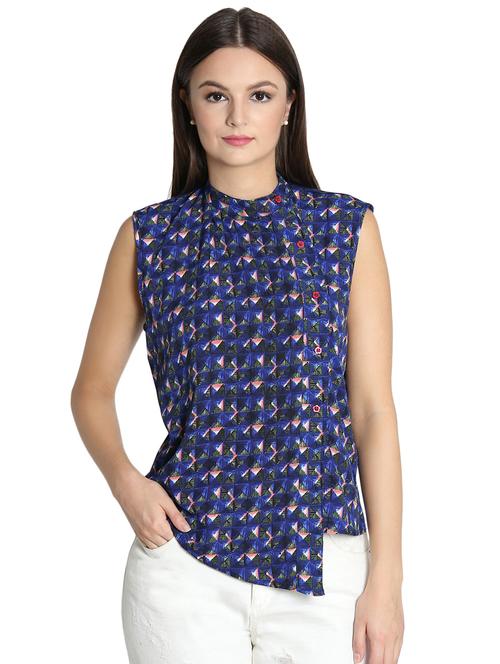 mandarin neck asymmetric shirt - 16718558 - Standard Image - 1