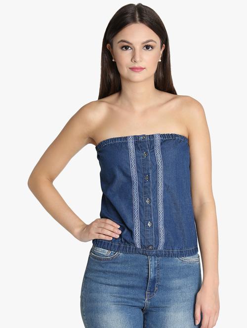 lace detail tube top - 16718562 - Standard Image - 1