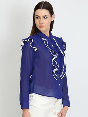 long sleeved lace detail shirt - 16718564 - Standard Image - 2