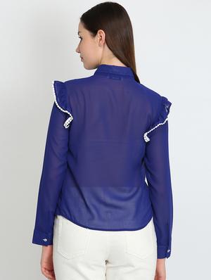 long sleeved lace detail shirt - 16718564 - Standard Image - 3