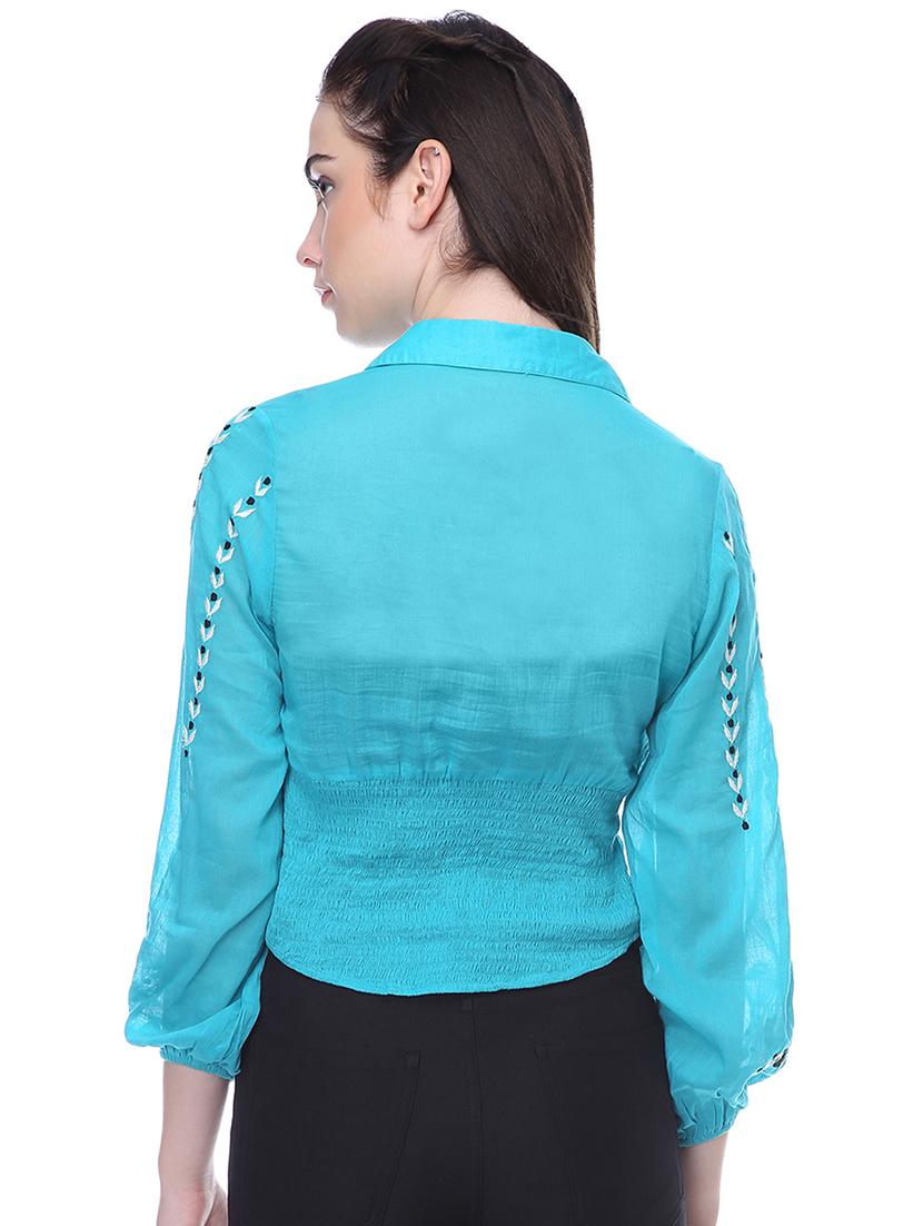 embroidered detail long sleeved shirt - 16718567 - Zoom Image - 3