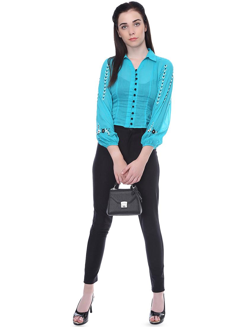 embroidered detail long sleeved shirt - 16718567 - Zoom Image - 4