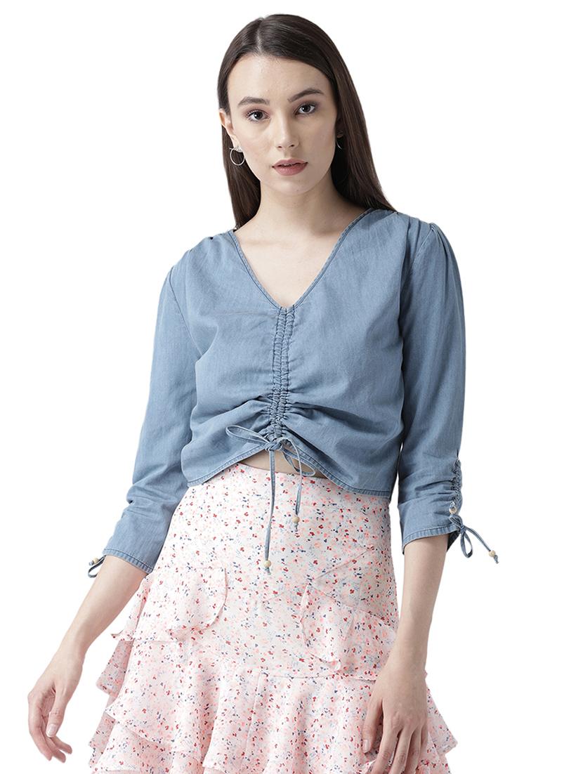 tie knot detail ruched top - 16718581 - Zoom Image - 1