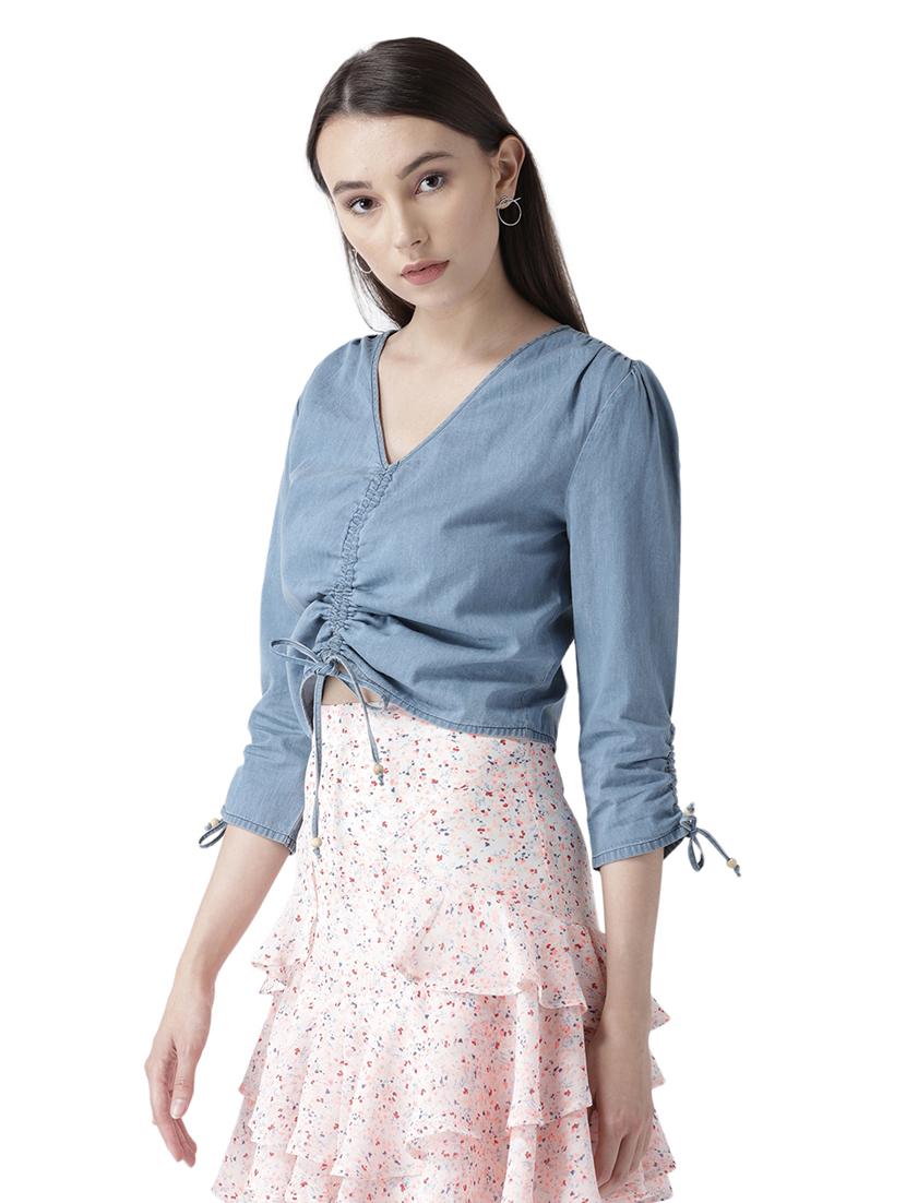 tie knot detail ruched top - 16718581 - Zoom Image - 2
