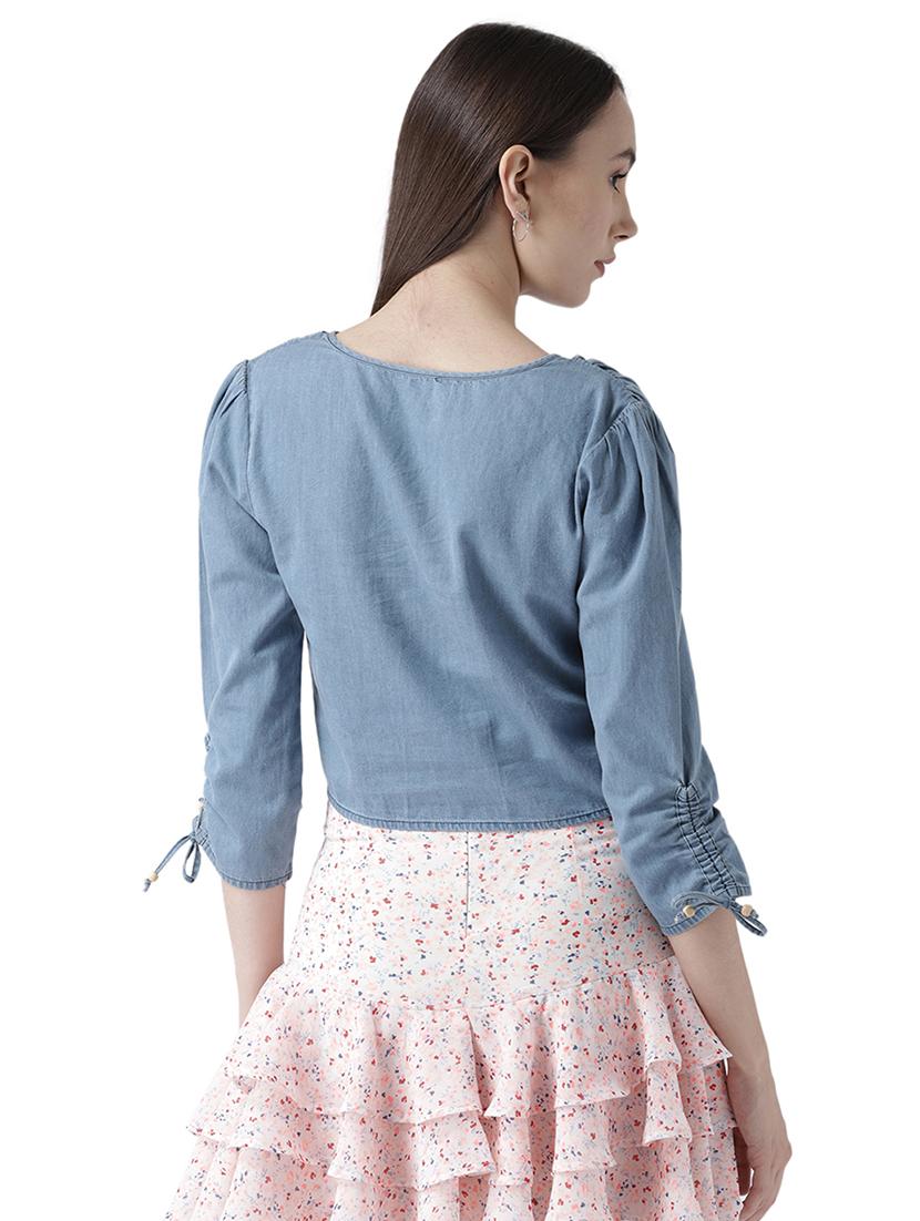 tie knot detail ruched top - 16718581 - Zoom Image - 3