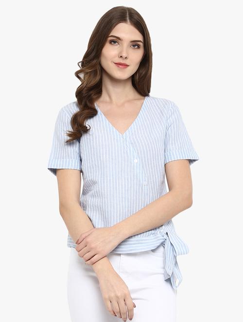 tie front striped shirt - 16718583 - Standard Image - 1