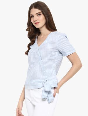 tie front striped shirt - 16718583 - Standard Image - 2