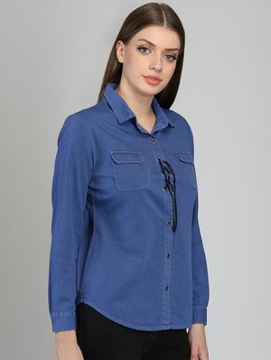 long sleeved lace up detail shirt - 16718585 - Standard Image - 2