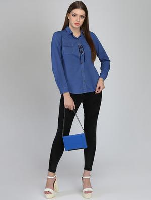 long sleeved lace up detail shirt - 16718585 - Standard Image - 4