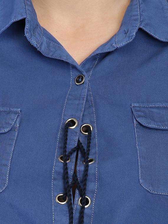long sleeved lace up detail shirt - 16718585 - Zoom Image - 5