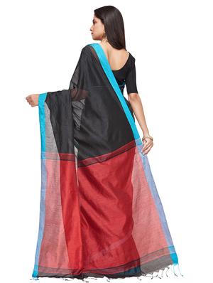 contrast handloom saree with blouse - 16718629 - Standard Image - 2