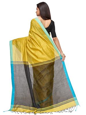 contrast handloom saree with blouse - 16718636 - Standard Image - 2