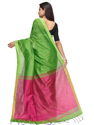 contrast handloom saree with blouse - 16718639 - Standard Image - 2