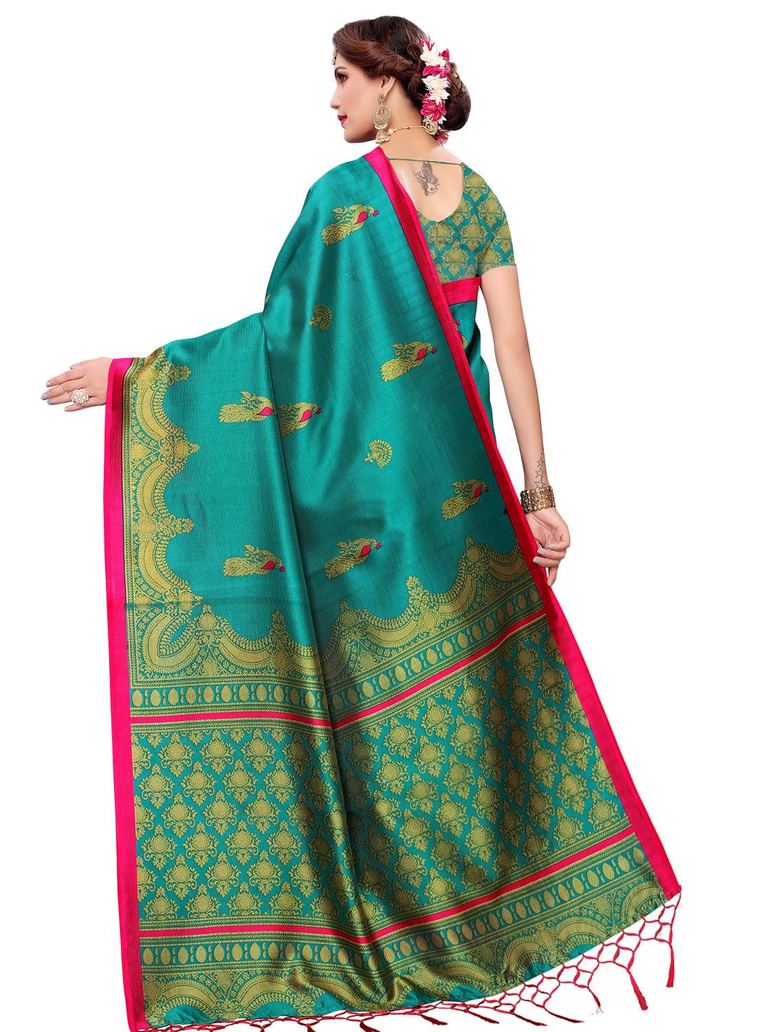 floral mysore silk saree with blouse - 16718651 - Zoom Image - 2