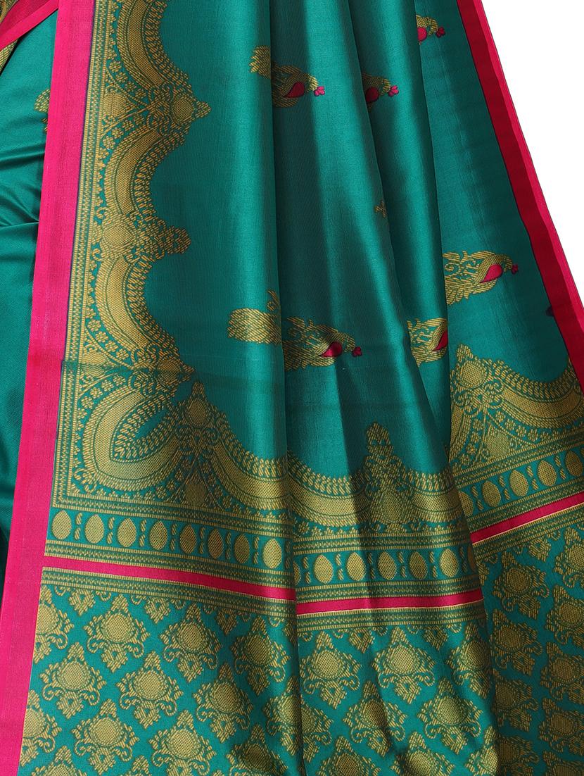 floral mysore silk saree with blouse - 16718651 - Zoom Image - 4