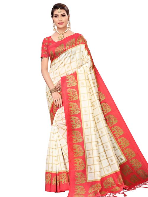 self-design mysore silk saree with blouse - 16718653 - Standard Image - 1
