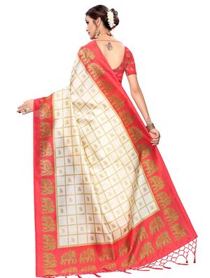 self-design mysore silk saree with blouse - 16718653 - Standard Image - 2