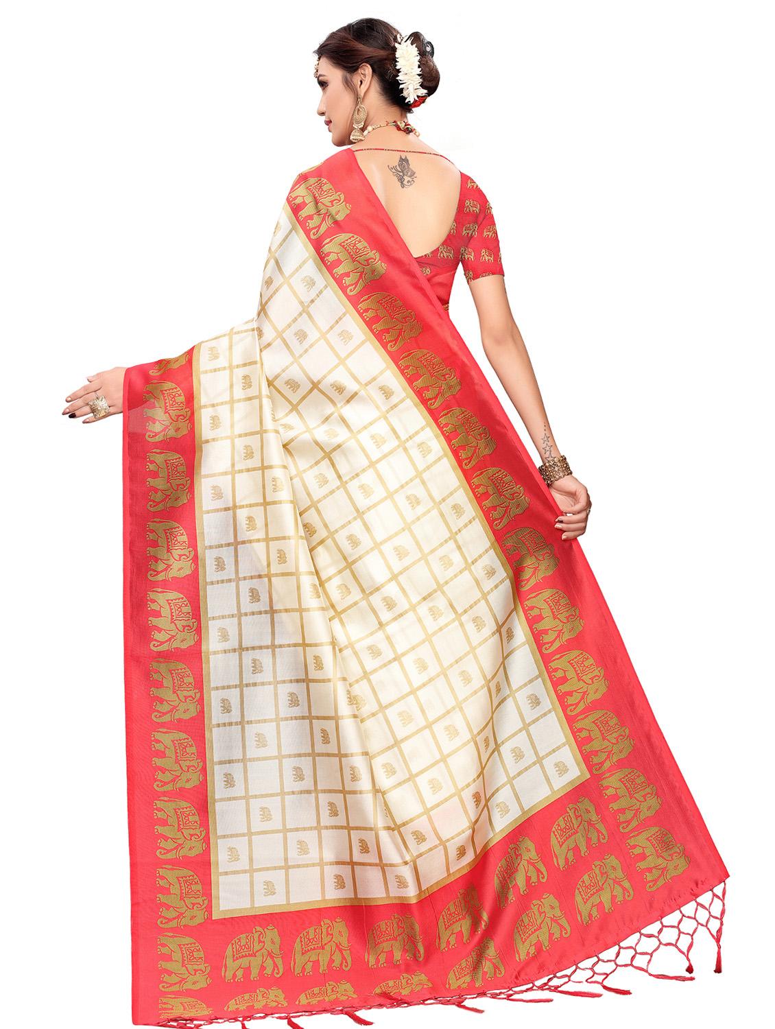 self-design mysore silk saree with blouse - 16718653 - Zoom Image - 2