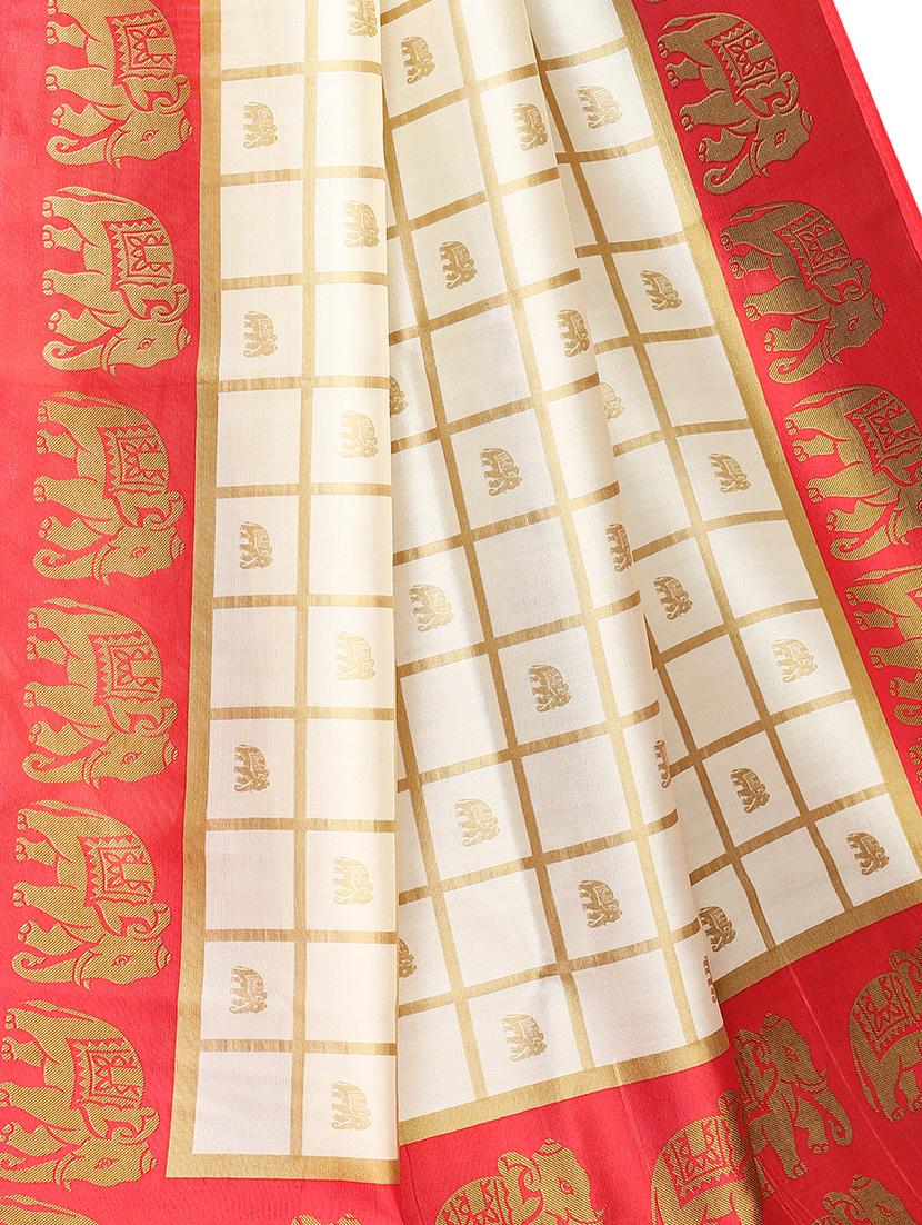 self-design mysore silk saree with blouse - 16718653 - Zoom Image - 4