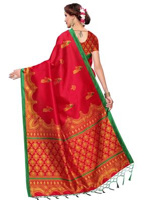 self-design mysore silk saree with blouse - 16718654 - Standard Image - 2