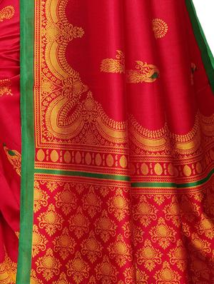 self-design mysore silk saree with blouse - 16718654 - Standard Image - 4