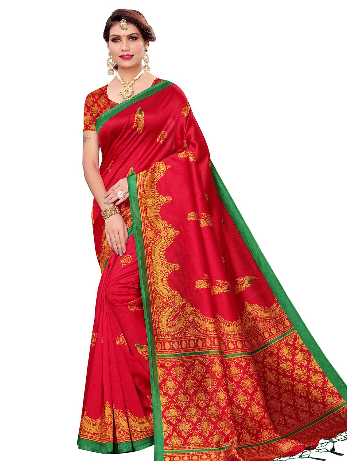 self-design mysore silk saree with blouse - 16718654 - Zoom Image - 1