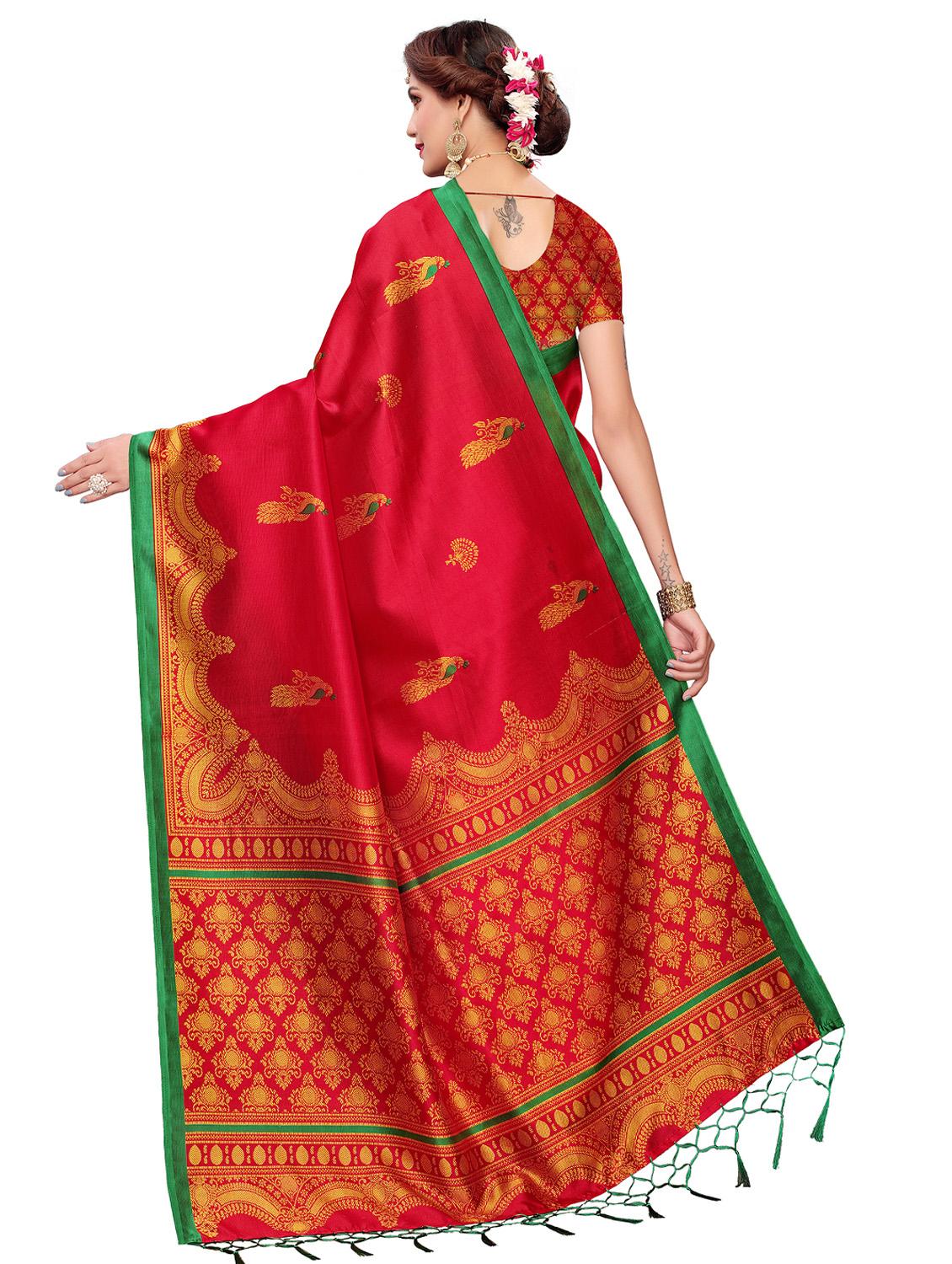 self-design mysore silk saree with blouse - 16718654 - Zoom Image - 2