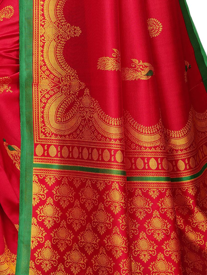 self-design mysore silk saree with blouse - 16718654 - Zoom Image - 4