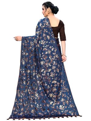 floral printed saree with blouse - 16718696 - Standard Image - 2