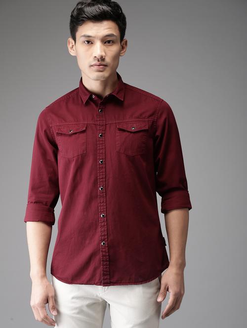 red solid casual shirt - 16718702 - Standard Image - 1