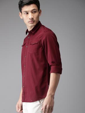 red solid casual shirt - 16718702 - Standard Image - 2