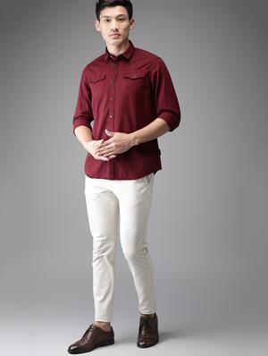red solid casual shirt - 16718702 - Standard Image - 4