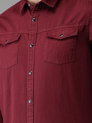 red solid casual shirt - 16718702 - Standard Image - 5