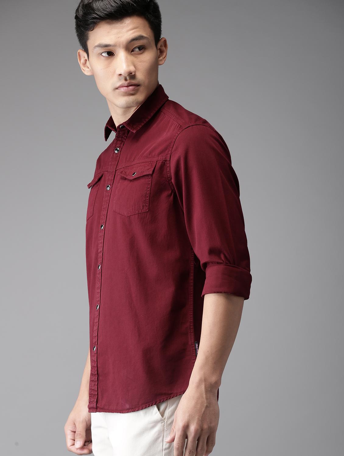 red solid casual shirt - 16718702 - Zoom Image - 2