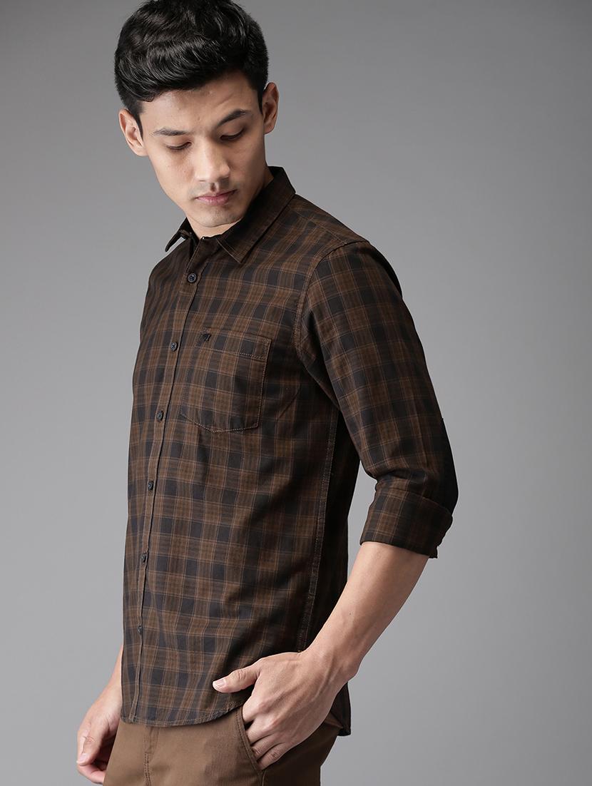 brown checkered casual shirt - 16718718 - Zoom Image - 2