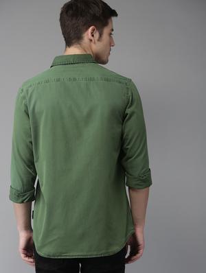 green solid casual shirt - 16718721 - Standard Image - 3