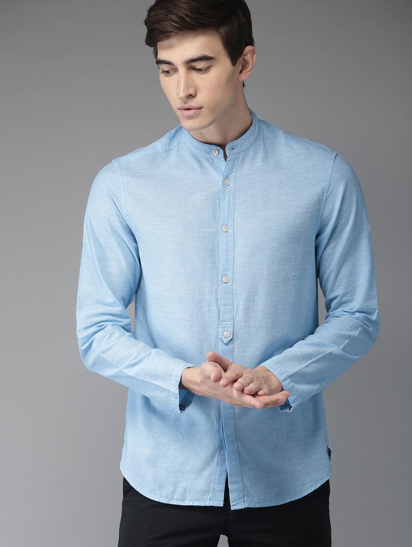 light blue solid casual shirt - 16718728 - Zoom Image - 1