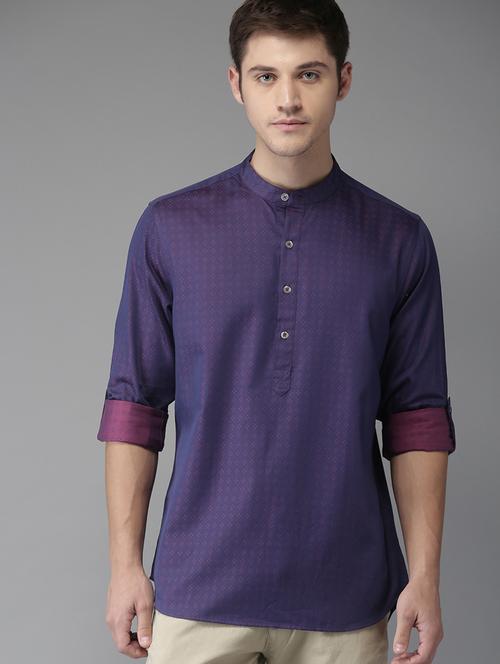 purple printed short kurta - 16718730 - Standard Image - 1