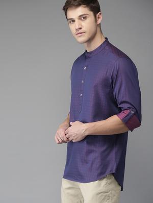 purple printed short kurta - 16718730 - Standard Image - 2