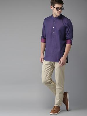 purple printed short kurta - 16718730 - Standard Image - 4