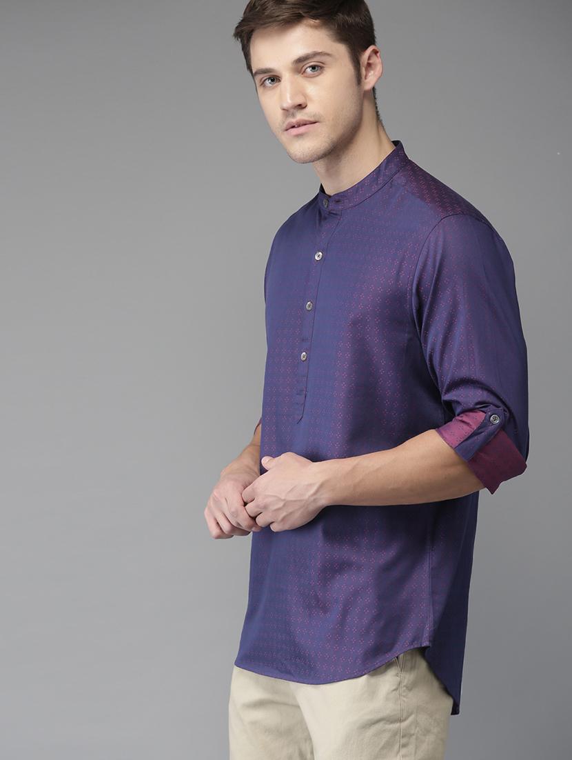 purple printed short kurta - 16718730 - Zoom Image - 2