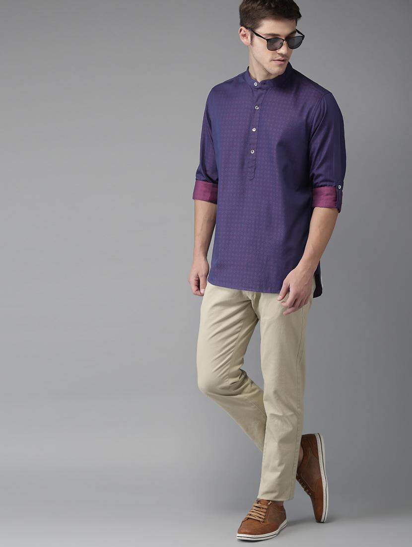 purple printed short kurta - 16718730 - Zoom Image - 4