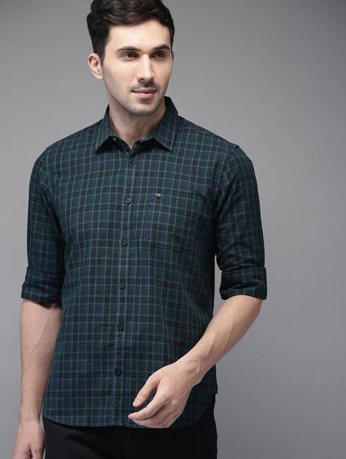 green checkered casual shirt - 16718734 - Standard Image - 1