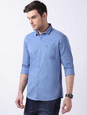 blue solid casual shirt - 16718735 - Standard Image - 2