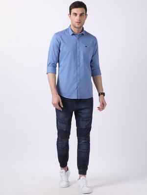 blue solid casual shirt - 16718735 - Standard Image - 4