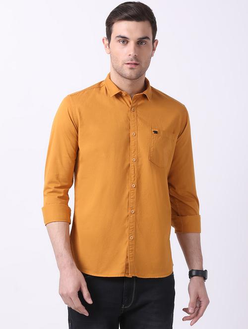 yellow solid casual shirt - 16718737 - Standard Image - 1