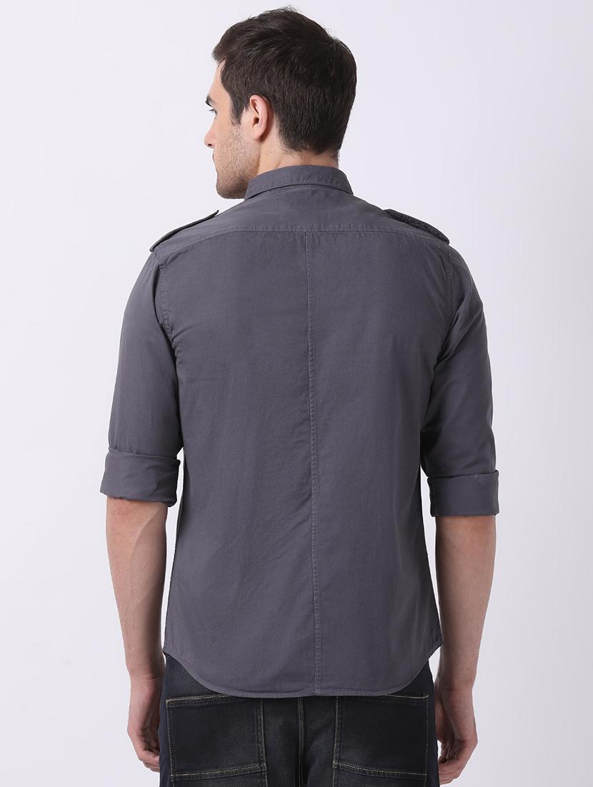 grey solid casual shirt - 16718738 - Zoom Image - 3