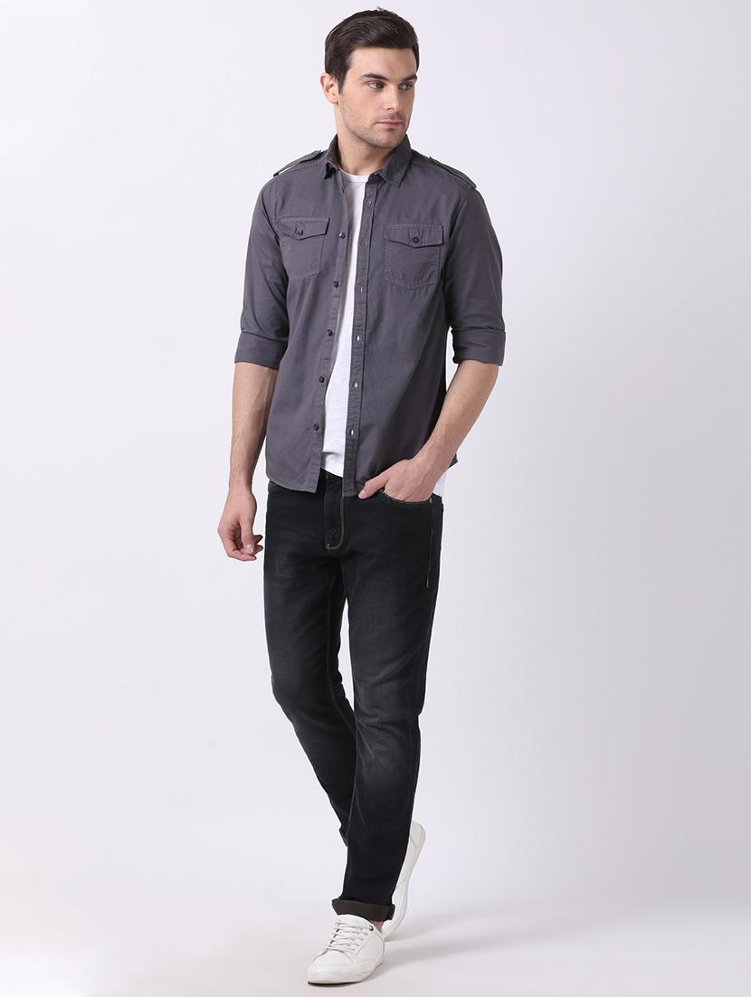 grey solid casual shirt - 16718738 - Zoom Image - 4