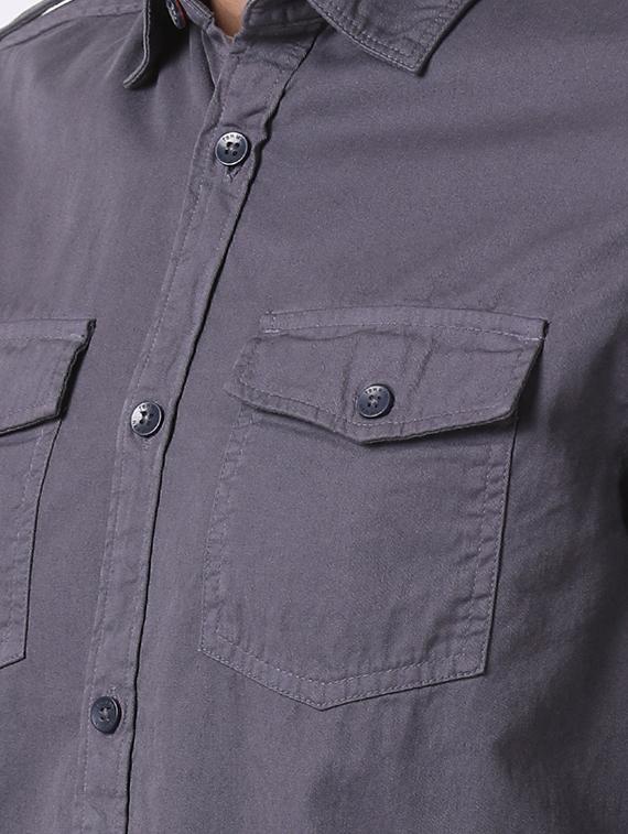 grey solid casual shirt - 16718738 - Zoom Image - 5