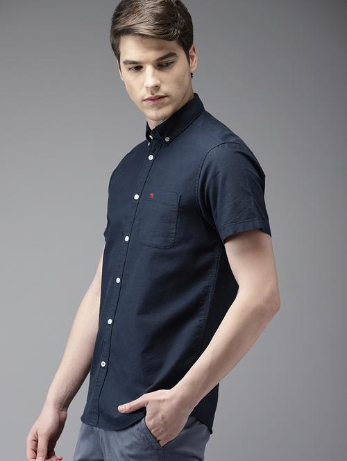 blue solid casual shirt - 16718745 - Standard Image - 1
